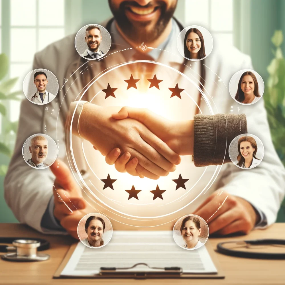 DALL·E 2024-04-04 14.36.48 - Create an image that captures the essence of patient testimonials in a medical context. The image should convey trust, healing, and positive patient e